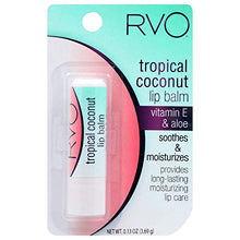 Load image into Gallery viewer, RVO (1) Stick Tropical Coconut Lip Balm - Vitamin E &amp; Aloe - Soothes &amp; Moisturizes - Provides Long-Lasting Moisturizing Lip Care
