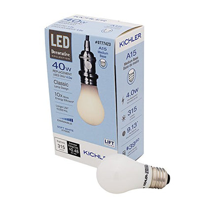 Kichler Frosted 40W Equivalent 4w Dimmable a15 Vintage LED Decorative Light Bulb Vintage Antique Style Light Bulb