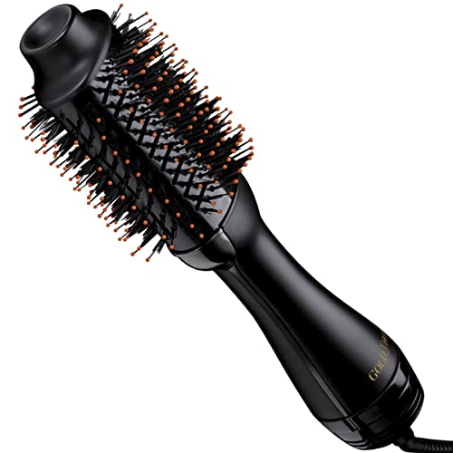 Black Gold N Hot one-step hot air brush with oval barrel and orange-tipped bristles