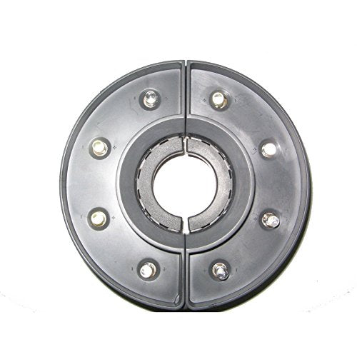 Round clamp-on umbrella light, two halves with eight LEDs