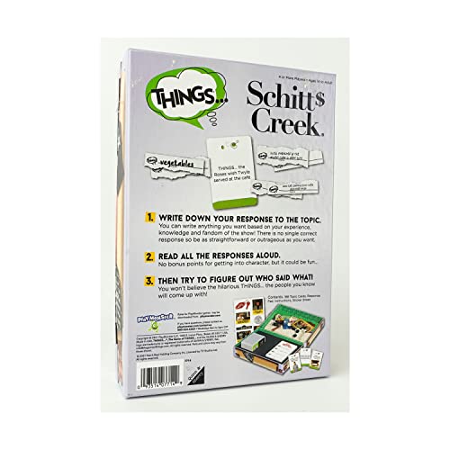 Back of the Schitt's Creek Things game box with three-step rules