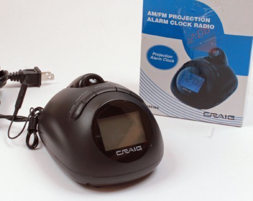 Craig Electronics CR45365 AM/FM Projection Alarm Clock Radio with LCD Blue Backlight Display