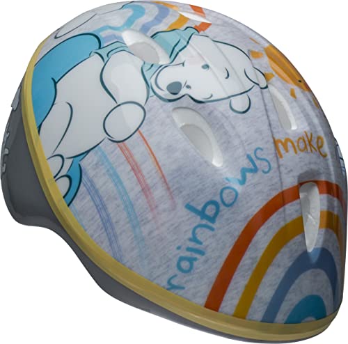 Bell infant bike helmet printed with Winnie the Pooh, rainbows and Rainbows Make Me Smile