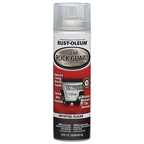 Rust-Oleum Clear Rock Guard spray can, temporary peel-off coating for car paint