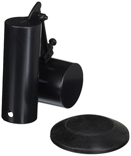 Black tub drain actuating unit with lever and round rubber stopper
