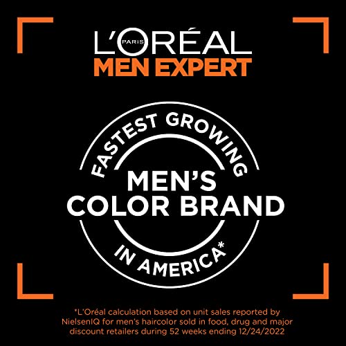 Badge reading fastest growing men's color brand in America on black