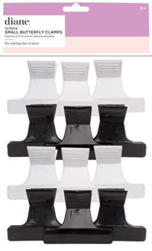 Diane 12-pack of small black and white butterfly hair clamps on a card