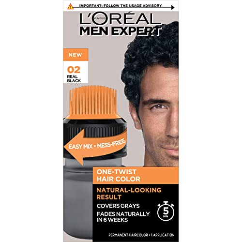 L’Oréal Paris Men Expert One Twist Mess Free Permanent Hair Color, Mens Hair Dye to Cover Grays, Easy Mix Ammonia Free Application, Light Brown 06, 1 Application Kit