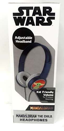Narrow side of the Star Wars headphones box listing kid friendly volume