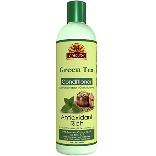 OKAY | Green Tea Nourishing Antioxidant Rich Conditioner | For All Hair Types & Textures | Revitalize - Rejuvenate - Restore | With Tea Tree Oil | Free of Paraben, Silicone, Sulfate | 12 oz