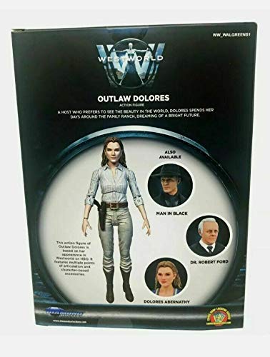 Back of the Outlaw Dolores box with the character bio and other figures in the line