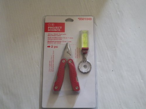 Project Source 2-piece pack with red-handled multi-tool and bubble level keychain