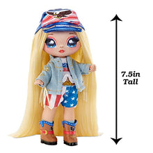 Load image into Gallery viewer, Na! Na! Na! Surprise Glam Series 2 Erika Featherton - Patriotic Eagle-Inspired 7.5&quot; Fashion Doll with Blonde Hair and Metallic Clip-on Eagle Purse, 2-in-1 Gift, Toy for Kids Ages 5 6 7 8+ Years
