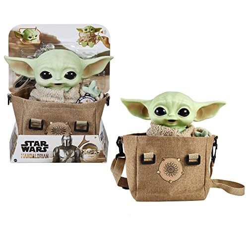 Star Wars The Child Plush Toy, 11-in Yoda Baby Figure from The Mandalorian, Collectible Stuffed Character with Carrying Satchel for Movie Fans Ages 3 and Older