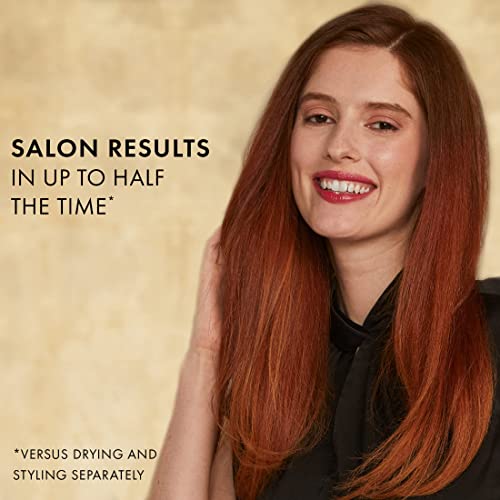 Woman with sleek long auburn hair: salon results in up to half the time