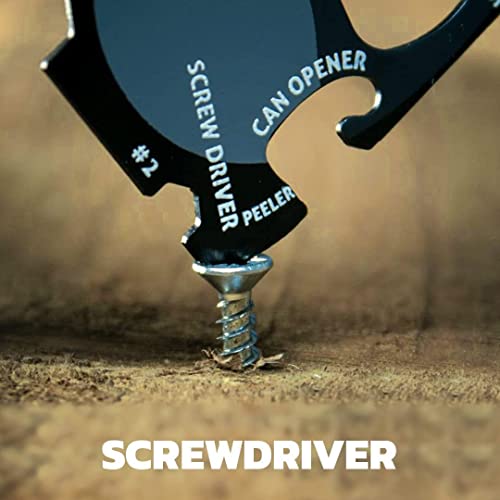 Card tool tip used as a screwdriver on a wood screw
