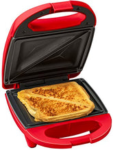 Load image into Gallery viewer, Nostalgia mini sandwich maker toaster compact for portion control seals and toasts sandwich panini maker (RED)
