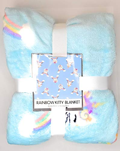 Warm and Snuggly Rainbow Kitty Throw Blanket Caticorn 50x60in