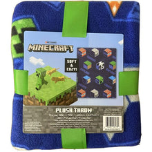 Load image into Gallery viewer, Mojang Minecraft Blue Plush Blanket 40&quot; x 50&quot; Fleece Throw Soft &amp; Cozy

