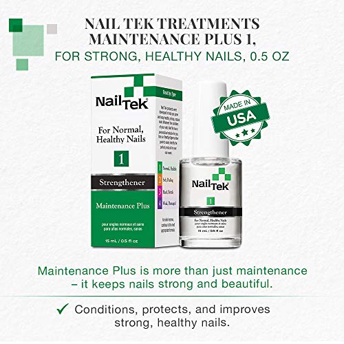 Nail Tek Maintenance Plus 1, 0.5 oz box and bottle with a Made in USA seal