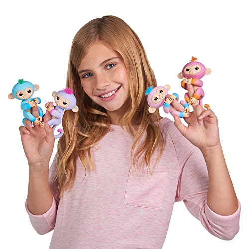 Fingerlings 2Tone Monkey - Charlie (Blue with Green Accents) - Interactive Baby Pet