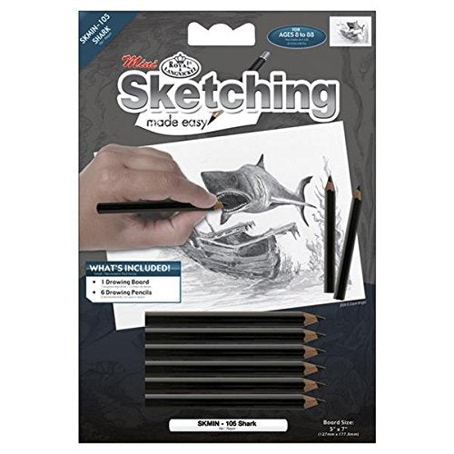 ROYAL BRUSH Mini Sketching Made Easy Kit, 5 by 7-Inch, Shark
