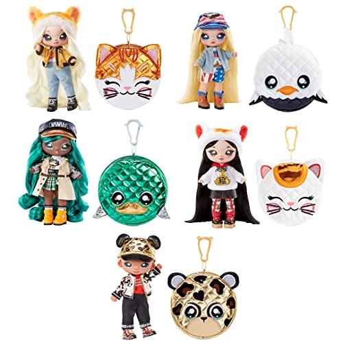 Five Na Na Na Surprise Glam Series 2 dolls, each shown with its animal purse