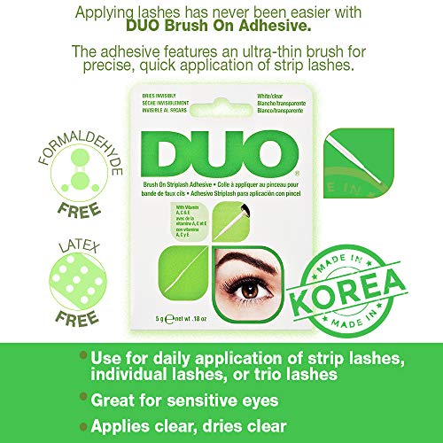 Duo adhesive card with formaldehyde free, latex free and Made in Korea badges
