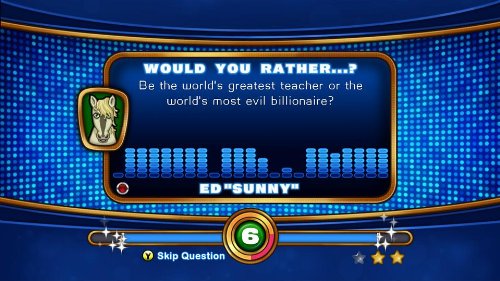 Would you rather question screen with a horse avatar and voice meter