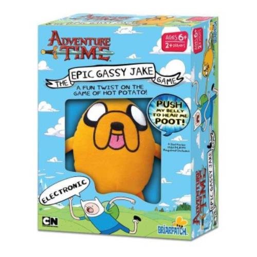 Adventure Time The Epic Gassy Jake Game box, a hot potato game with plush Jake