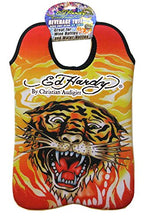 Load image into Gallery viewer, Ed Hardy Designs By Christian Audigier Neoprene 2 Bottle Wine Beverage Tote (Tiger Flame)
