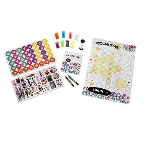 Game contents: sticker sheets, colored stands, timer, notepad, crayons and board