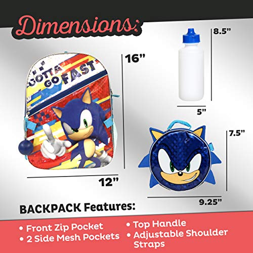 Boys 4PC Sonic the Hedgehog Licensed Backpack and Lunch Set - Realmdrop Shop