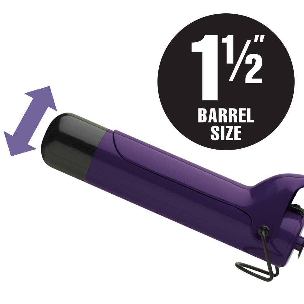 Close-up of the purple barrel tip with a 1 1/2 inch barrel size badge