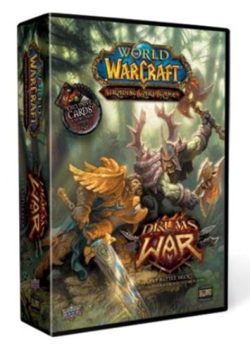 Trading card game battle deck box with an orc and a knight in combat