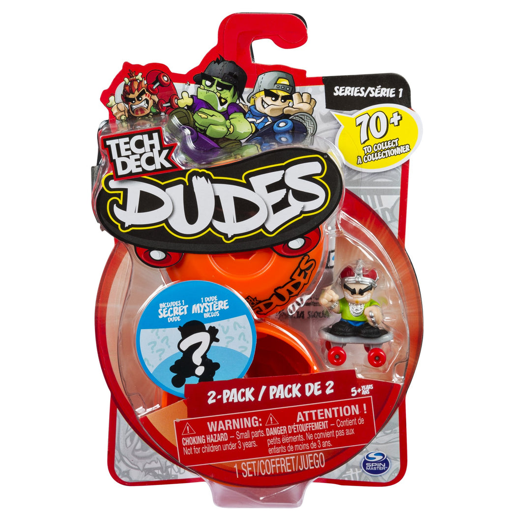 Tech Deck Dudes - 2-Pack Collectible Skater Figures with Boards (Styles and Colors May Vary)