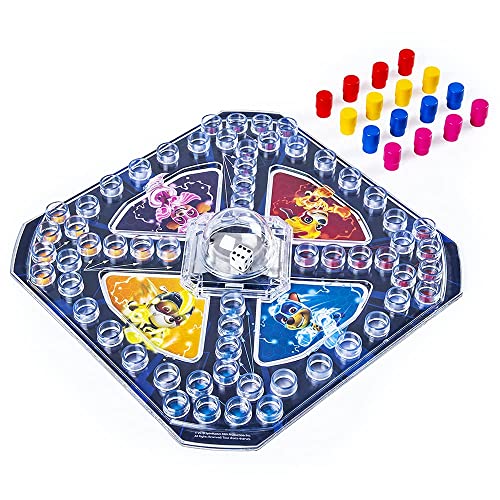 Mighty Pups pop-up board laid out with four corner pup scenes and game pegs