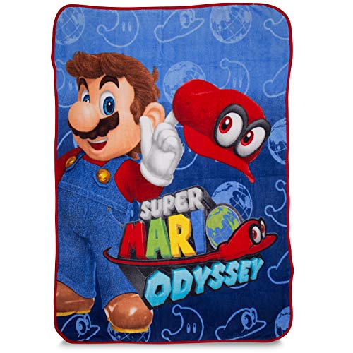 Blue Super Mario Odyssey throw with Mario holding up Cappy