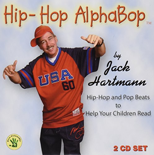 Hip-Hop AlphaBop 2-CD set cover, Jack Hartmann in a USA jersey and red cap