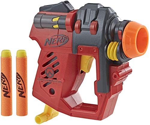 Red and grey Torbjorn Nerf MicroShots blaster with two orange darts