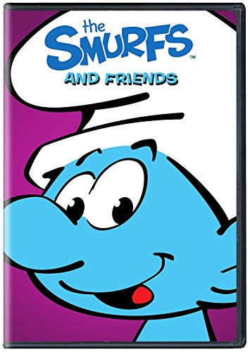 Cartoon DVD cover with a smiling little blue character in a white hat on purple