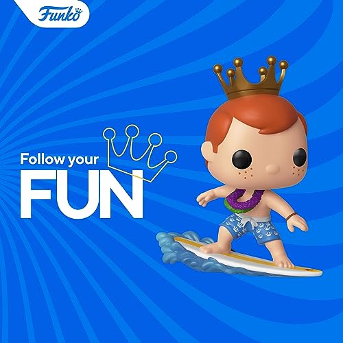 Brand banner with a crowned surfer figure and Follow your Fun text