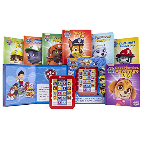 Paw Patrol Me Reader with its box and all eight storybooks standing behind