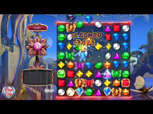 Butterflies mode gem board with a spider web and a combo