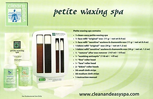 Petite waxing spa kit contents list with the warmer, refills and lotions