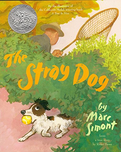 The Stray Dog by Marc Simont cover, dog with a ball and a man with a net