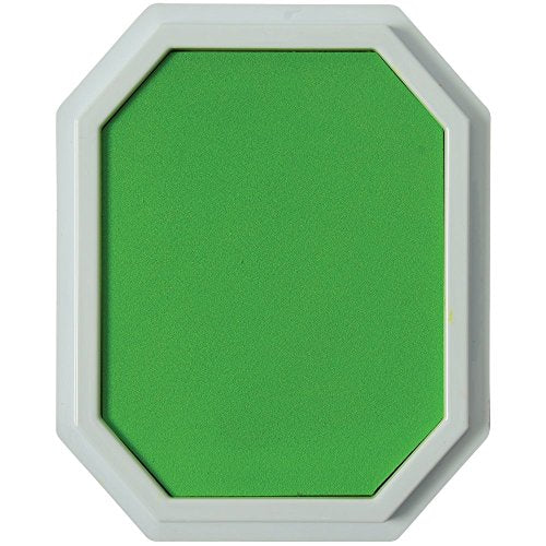 Large octagonal washable stamp pad with bright green ink in a white tray