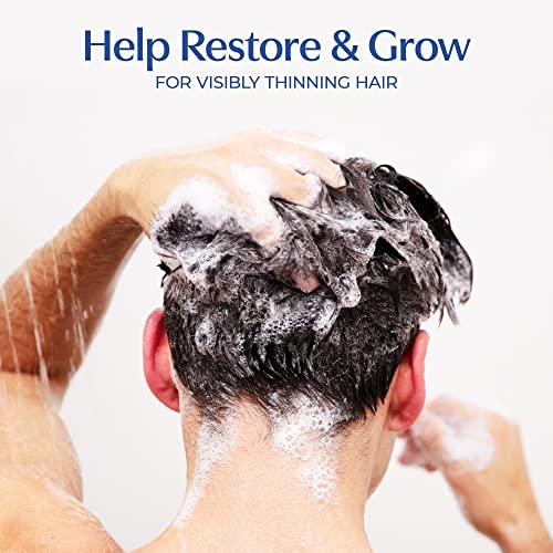 Back of a man's head lathering shampoo, Help Restore and Grow for visibly thinning hair