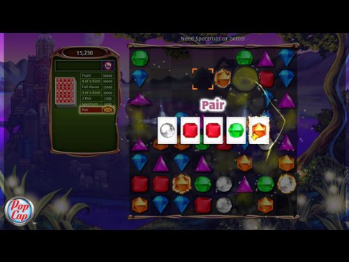 Poker mode gem board scoring a pair of red gems