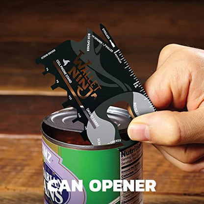 Wallet Ninja Multitool Card – 18 in 1 Credit Card Multi-Tool (Bottle Opener, Can Opener, Screwdrivers, Phone Stand & More) – Black